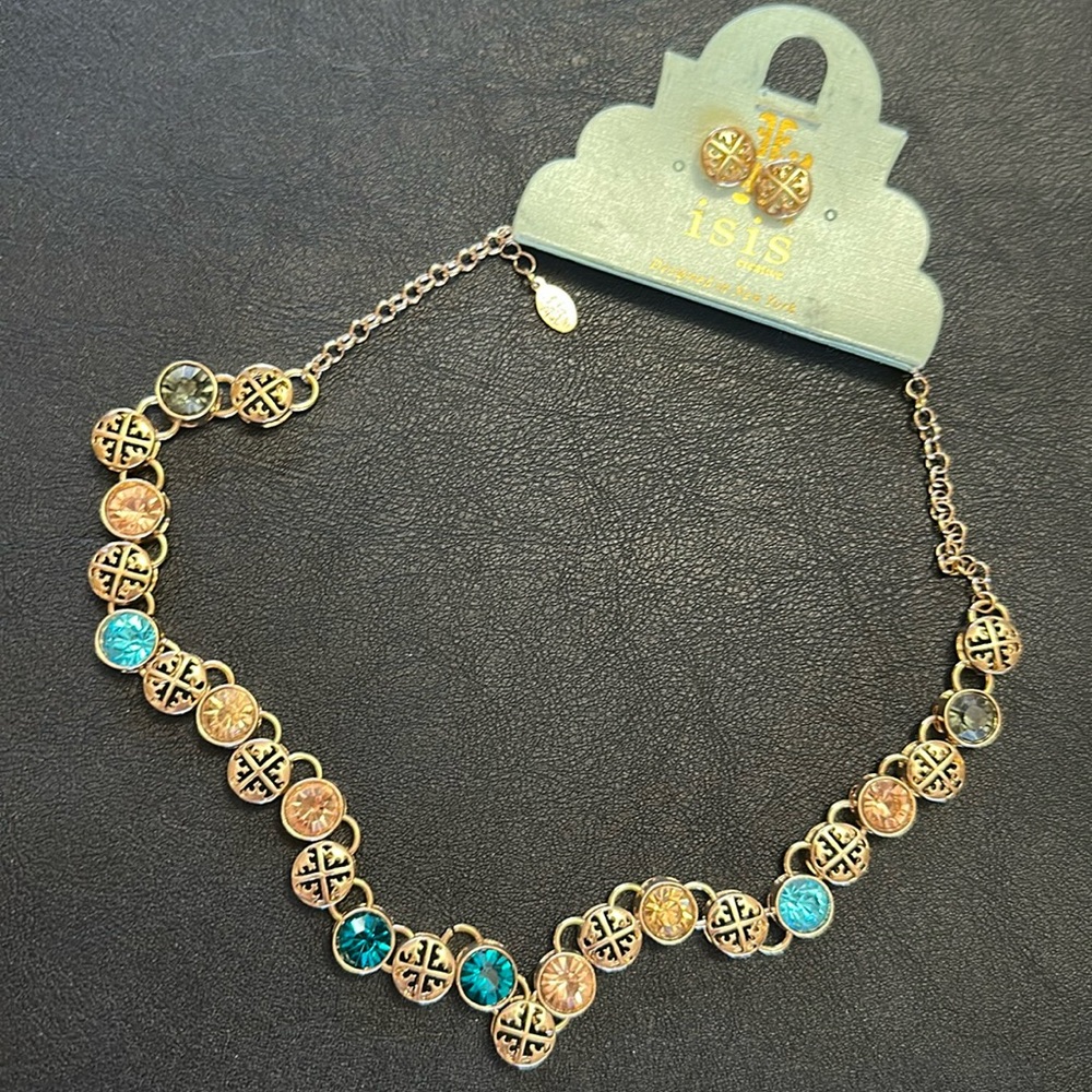 ISIS Creative Goldtone Necklace & Earring Set NWT